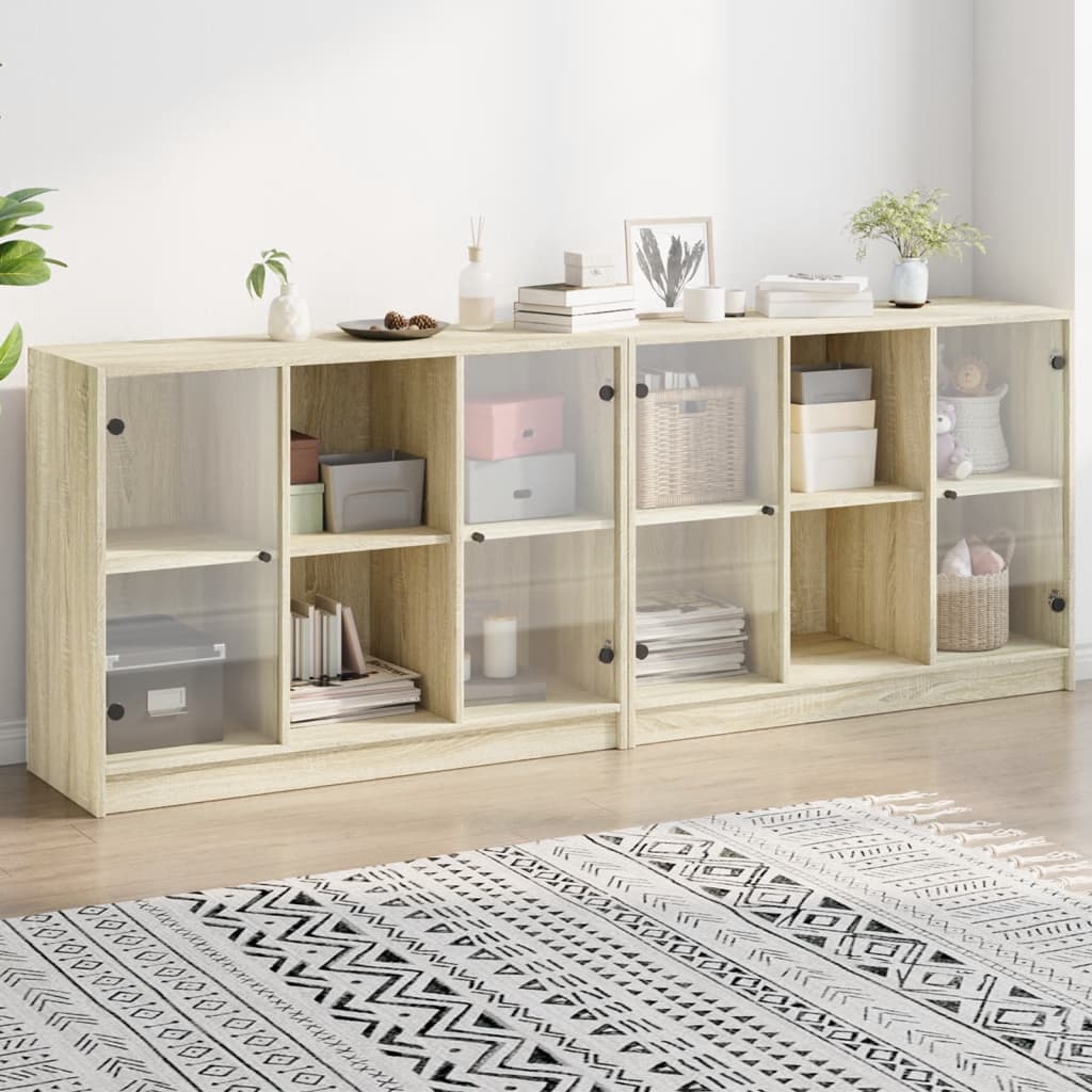 Boekenkast met deuren 204x37x75 cm hout eikenkleurig