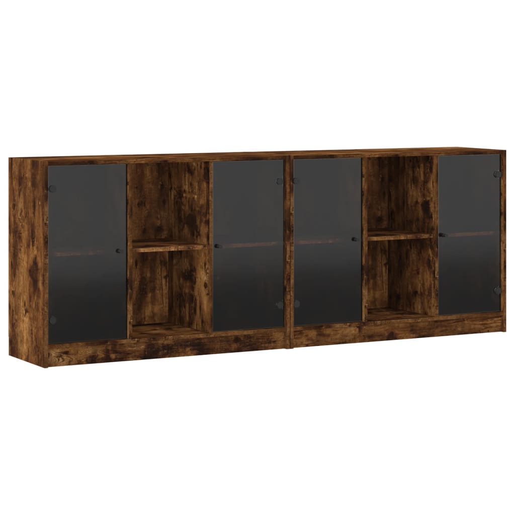 Boekenkast met deuren 204x37x75 cm hout eikenkleurig