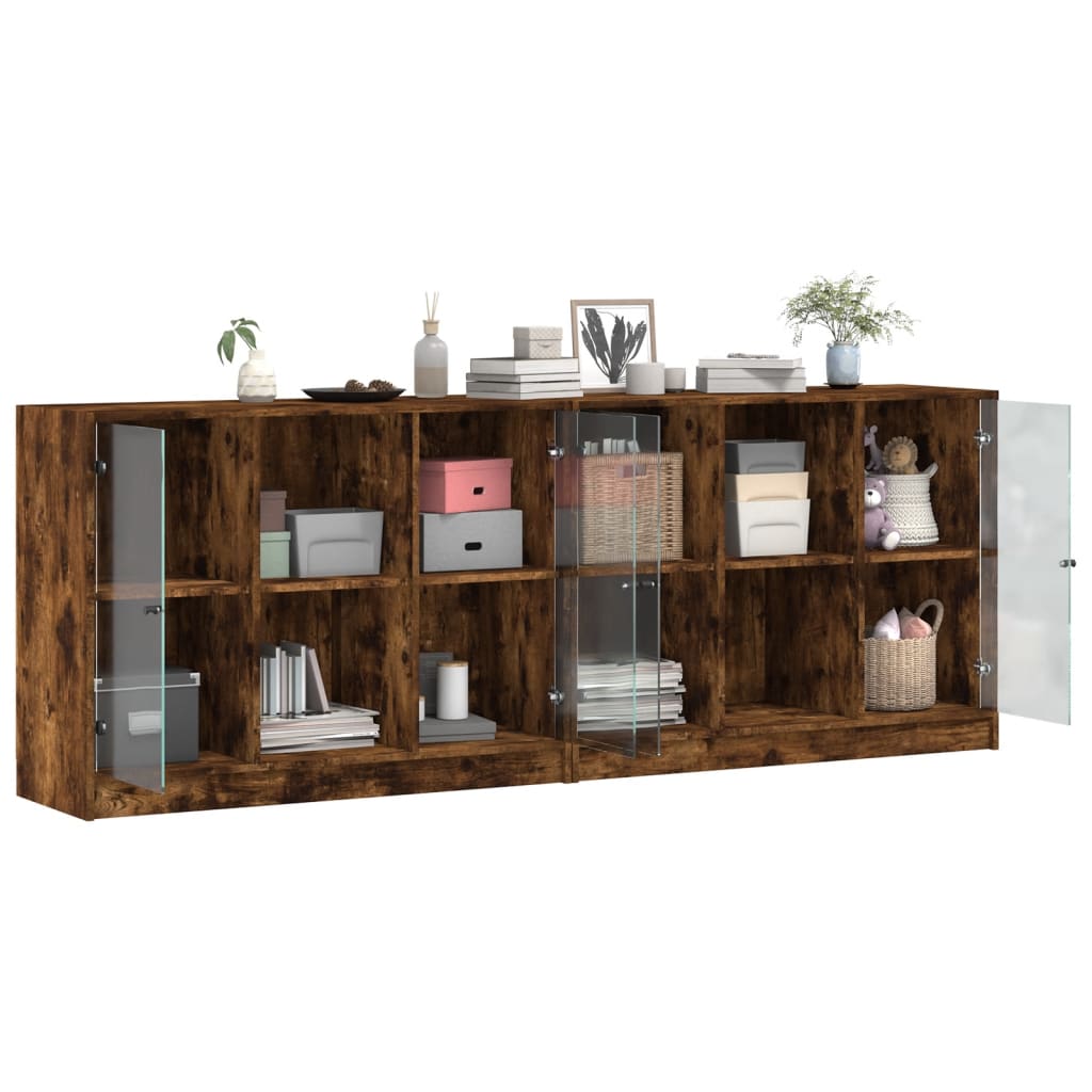 Boekenkast met deuren 204x37x75 cm hout eikenkleurig