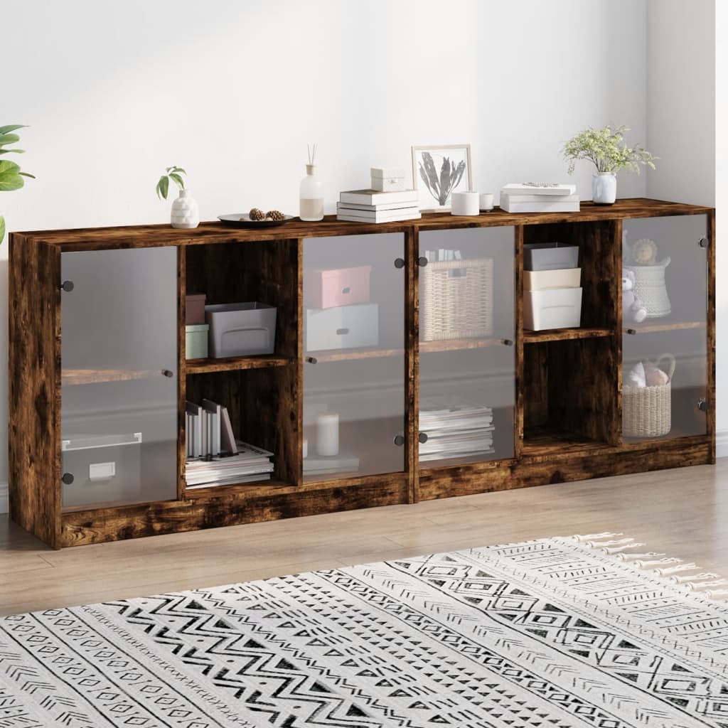 Boekenkast met deuren 204x37x75 cm hout eikenkleurig