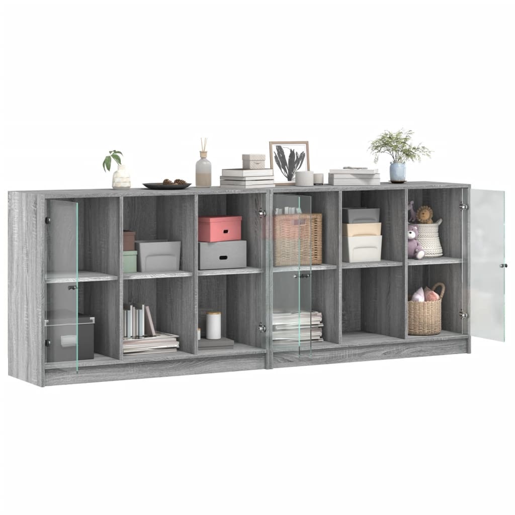 Boekenkast met deuren 204x37x75 cm hout eikenkleurig