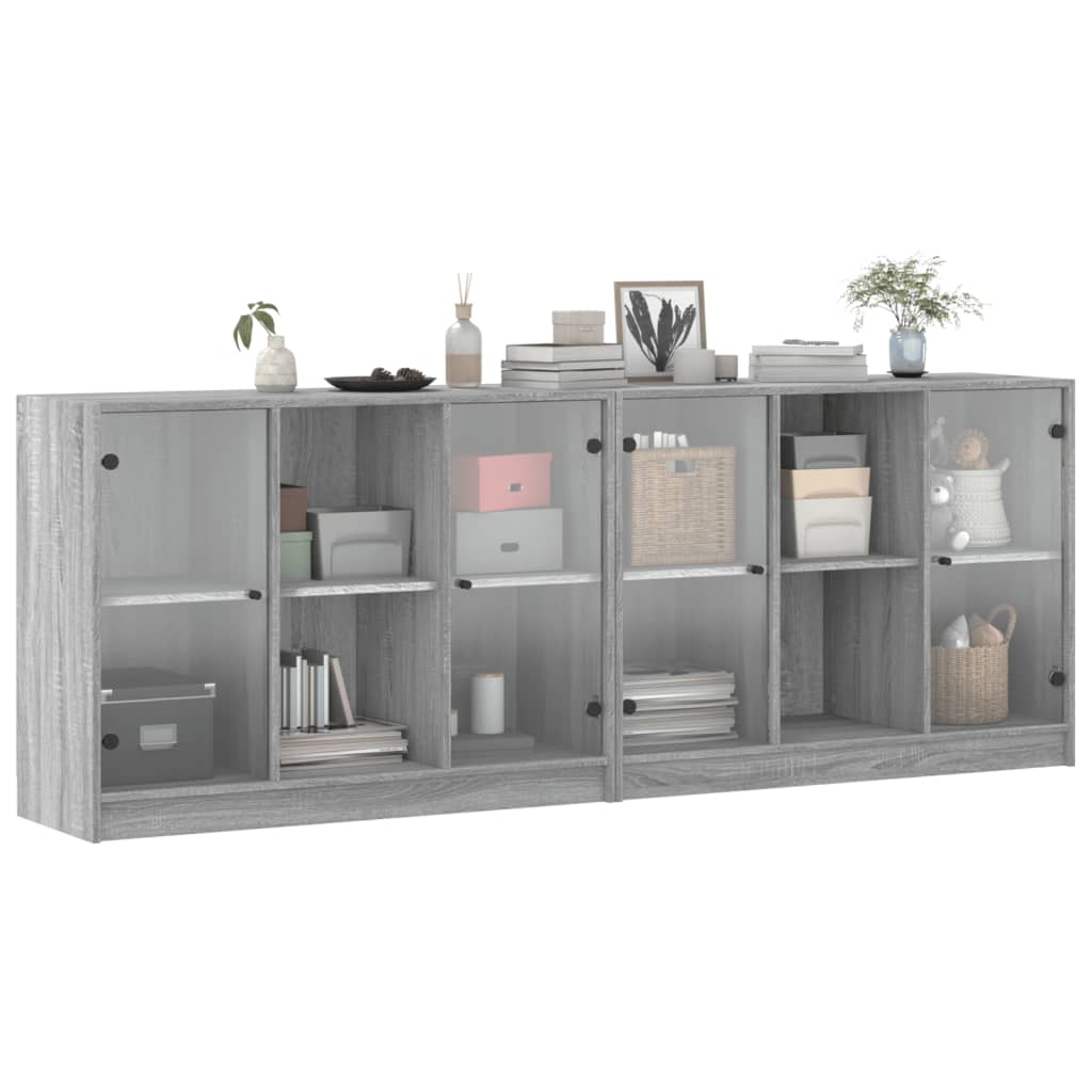 Boekenkast met deuren 204x37x75 cm hout eikenkleurig