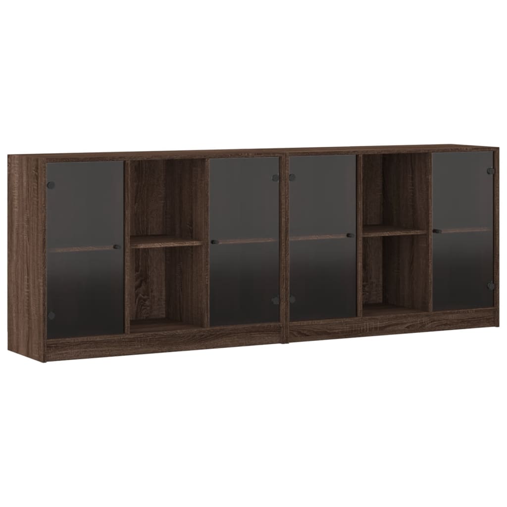 Boekenkast met deuren 204x37x75 cm hout eikenkleurig