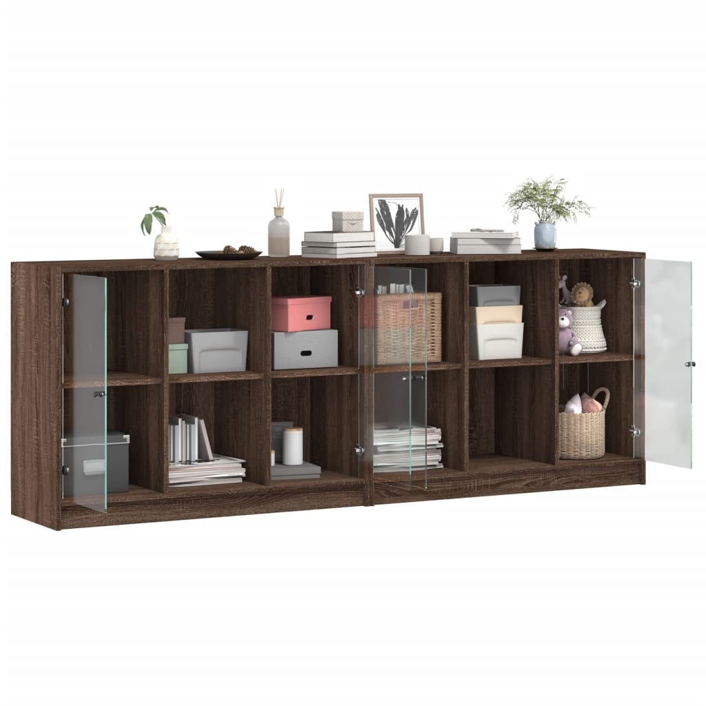 Boekenkast met deuren 204x37x75 cm hout eikenkleurig