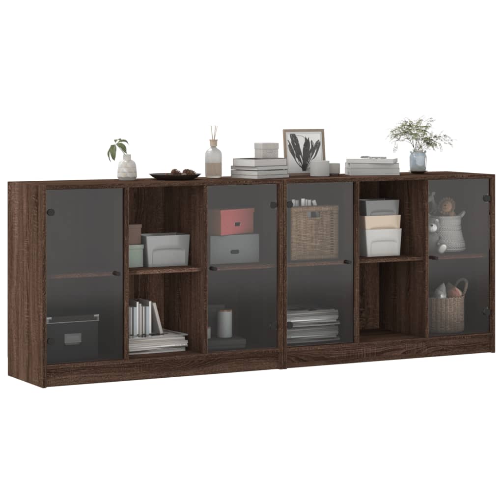 Boekenkast met deuren 204x37x75 cm hout eikenkleurig