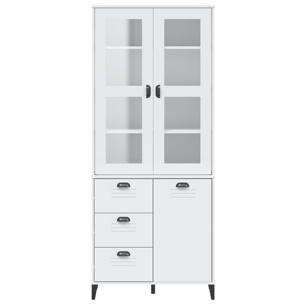 Armoire haute VIKEN 80x40x190 cm en bois de pin massif gris anthracite