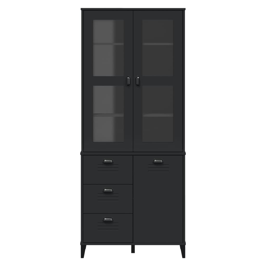 Armoire haute VIKEN 80x40x190 cm en bois de pin massif gris anthracite