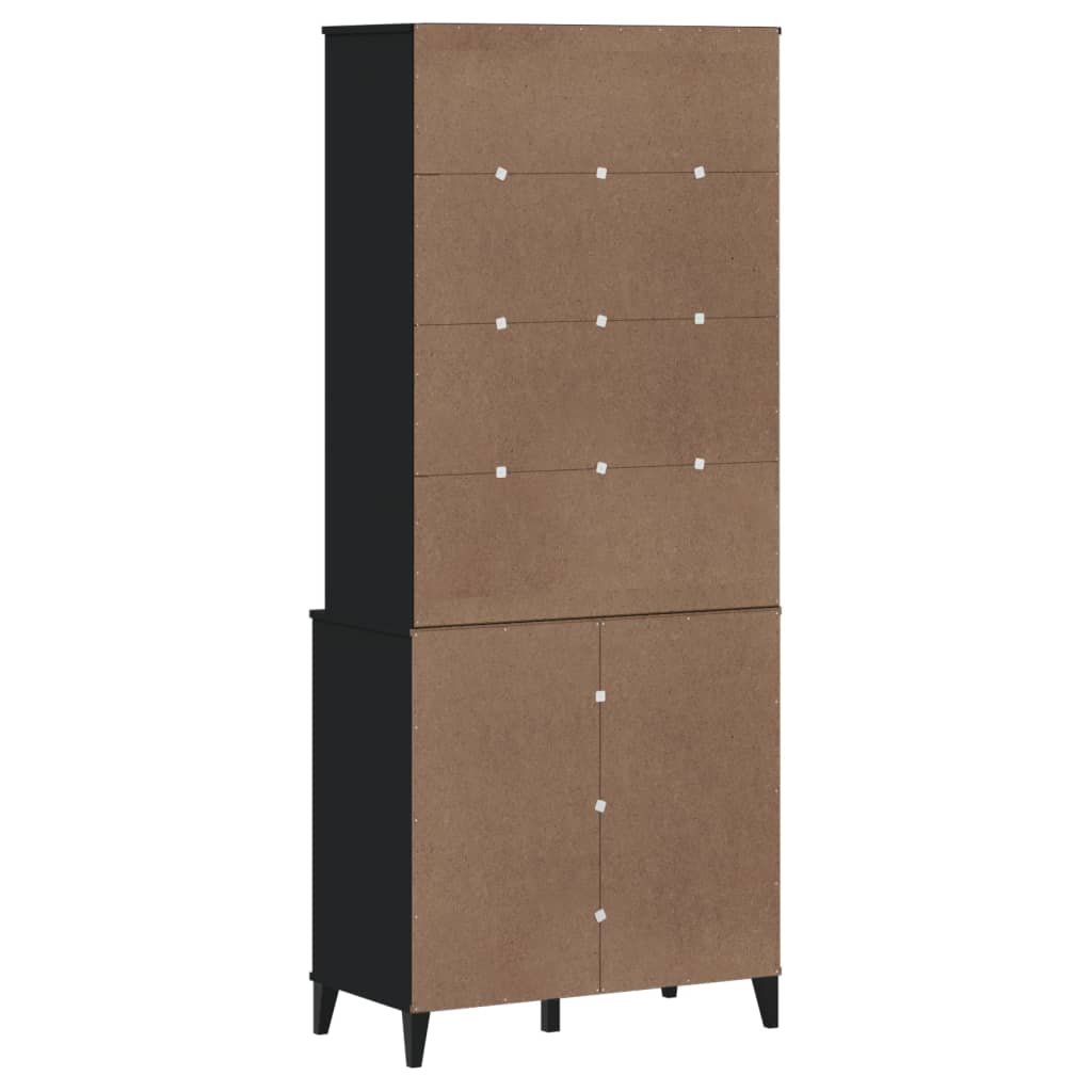 Armoire haute VIKEN 80x40x190 cm en bois de pin massif gris anthracite