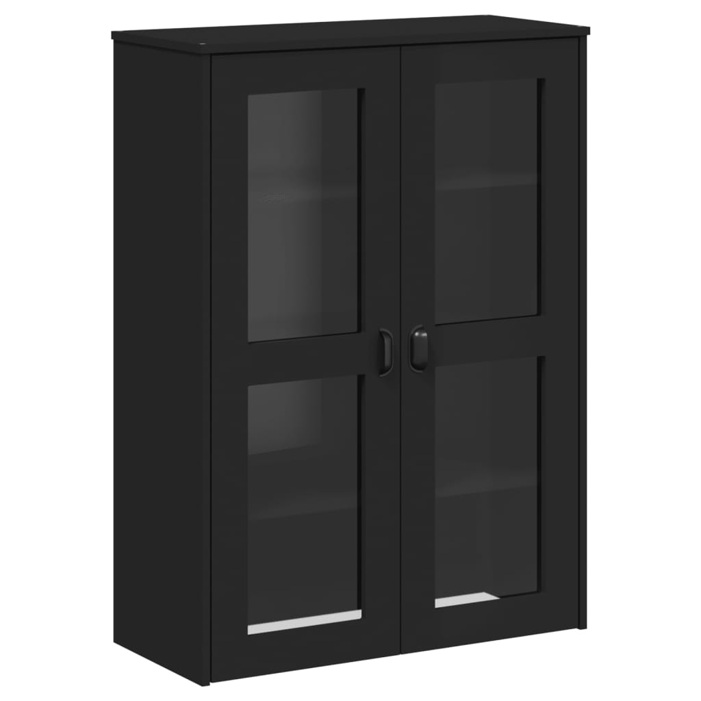 Armoire haute VIKEN 80x40x190 cm en bois de pin massif gris anthracite