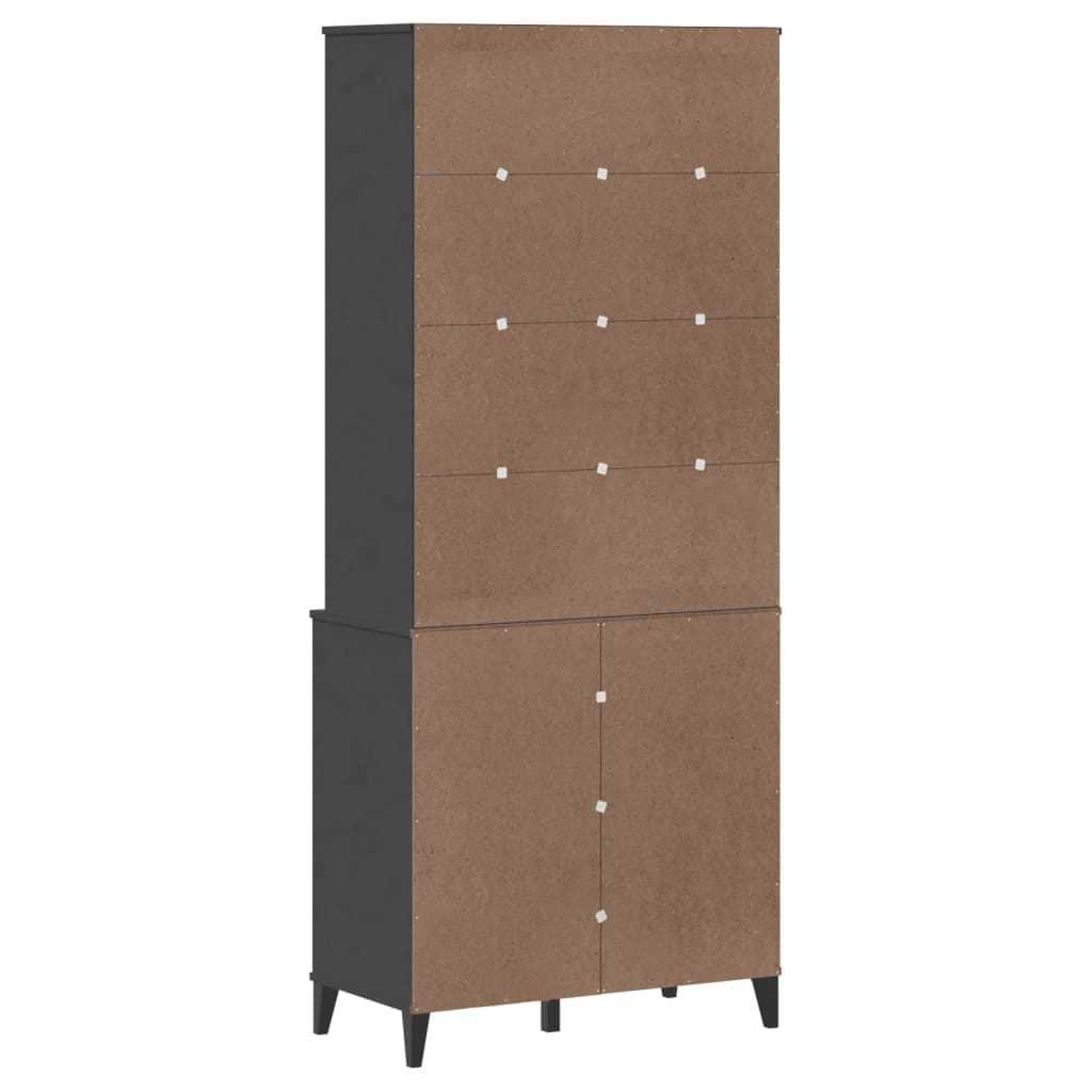 Armoire haute VIKEN 80x40x190 cm en bois de pin massif gris anthracite