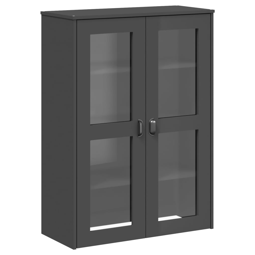 Armoire haute VIKEN 80x40x190 cm en bois de pin massif gris anthracite