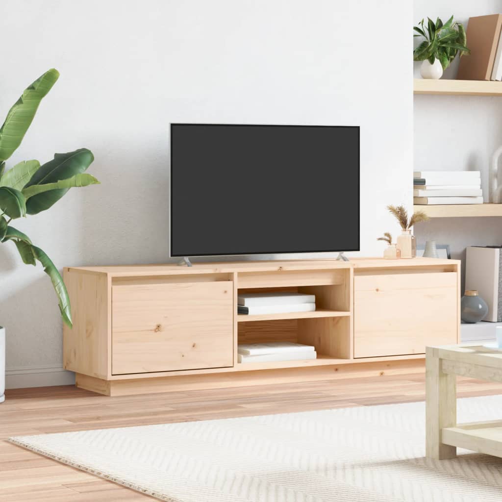 Meuble TV 140x35x40 cm en bois de pin massif