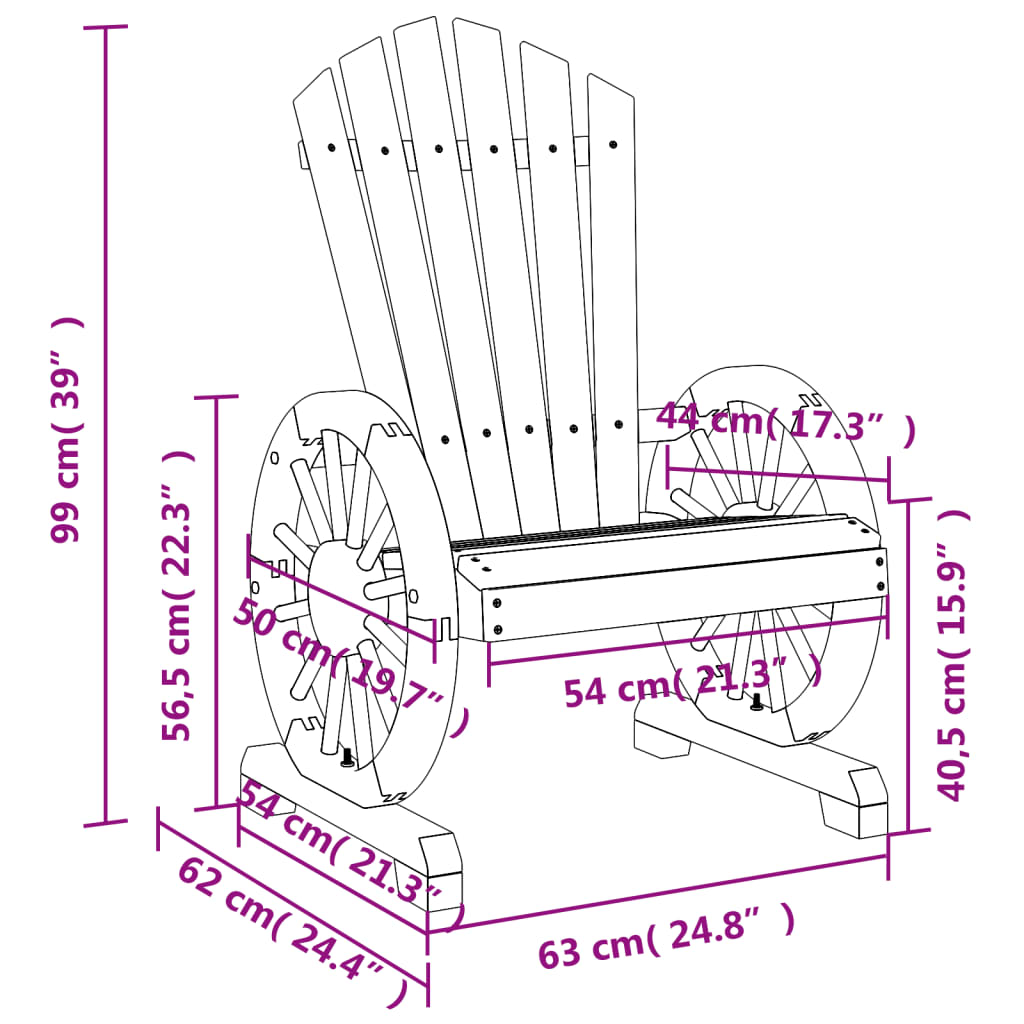 Chaises de jardin 2 pcs Adirondack en bois de pin massif