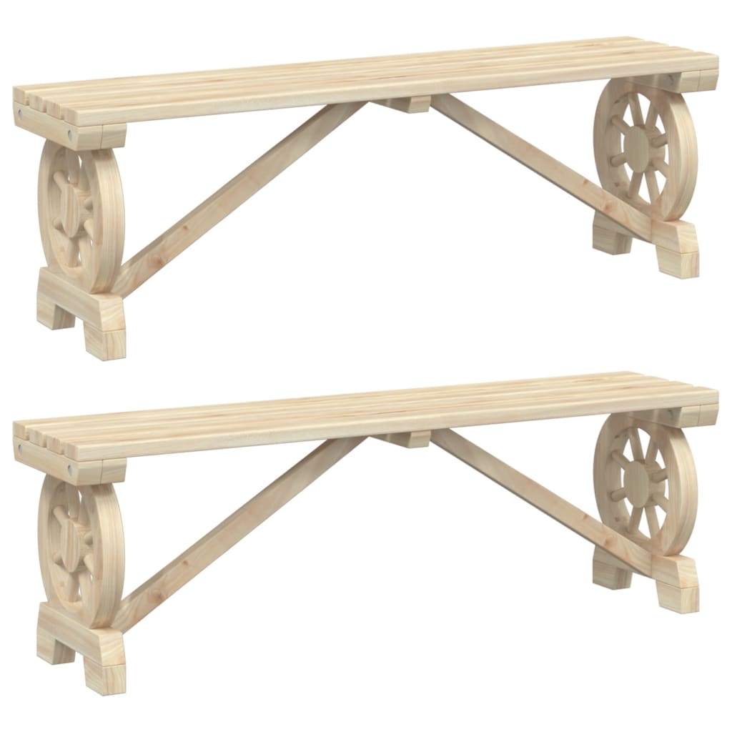 Bancs de jardin 2 pcs en bois de pin massif