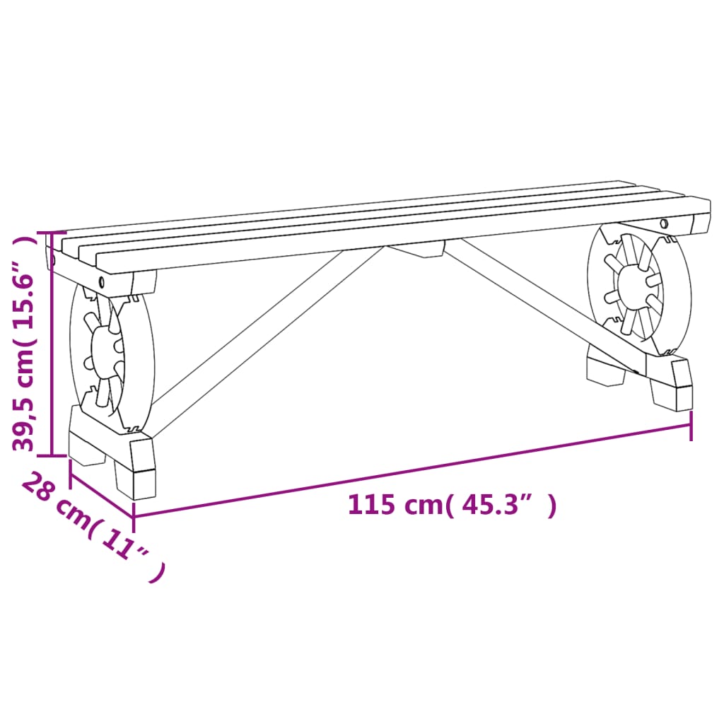 Bancs de jardin 2 pcs en bois de pin massif