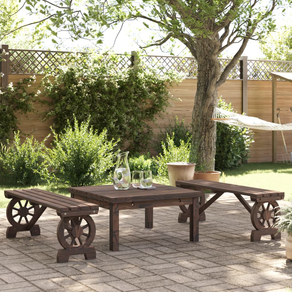 Bancs de jardin 2 pcs en bois de pin massif