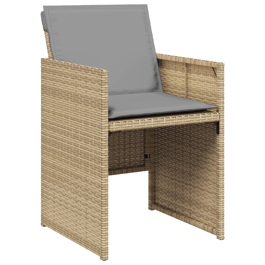 Chaises de jardin 4 pcs avec coussins poly rotin mélangé beige