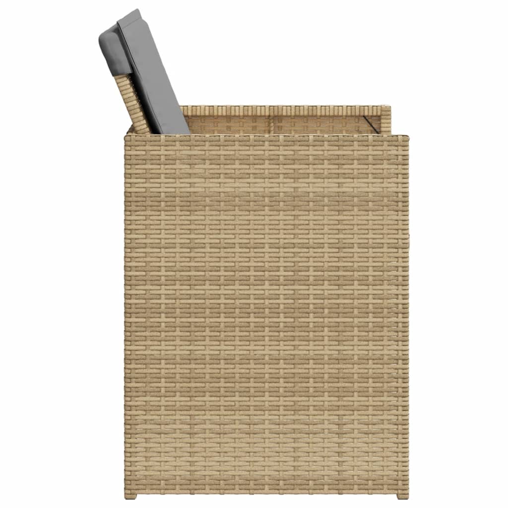 Chaises de jardin 4 pcs avec coussins poly rotin mélangé beige