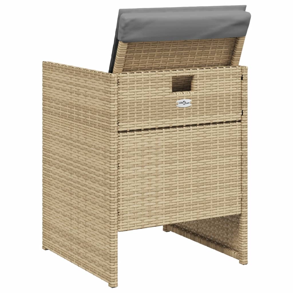 Chaises de jardin 4 pcs avec coussins poly rotin mélangé beige