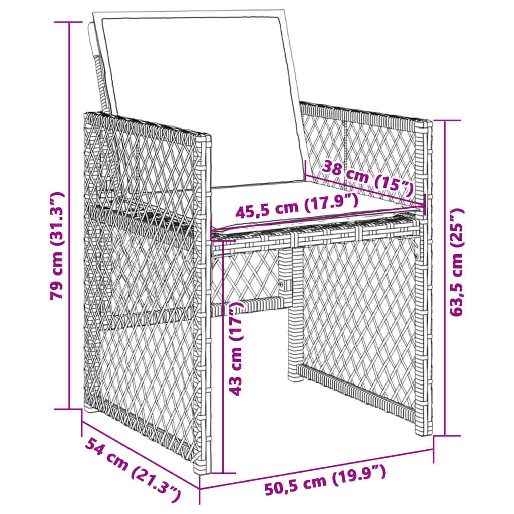 Chaises de jardin 4 pcs avec coussins poly rotin gris clair