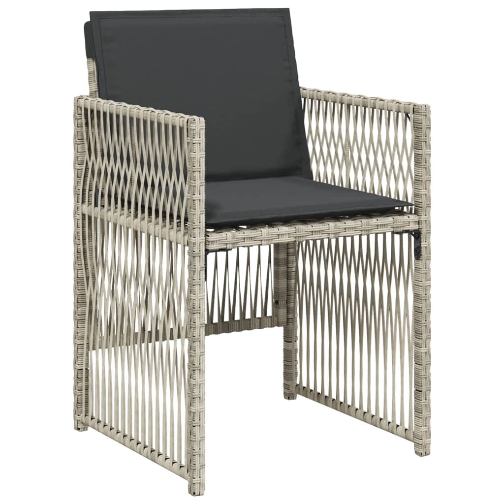 Tuinstoelen 4 st met kussens poly rattan lichtgrijs