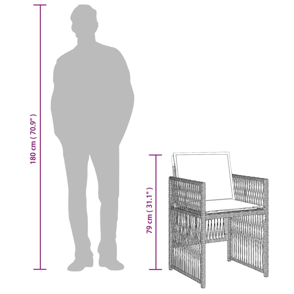 Tuinstoelen 4 st met kussens poly rattan lichtgrijs