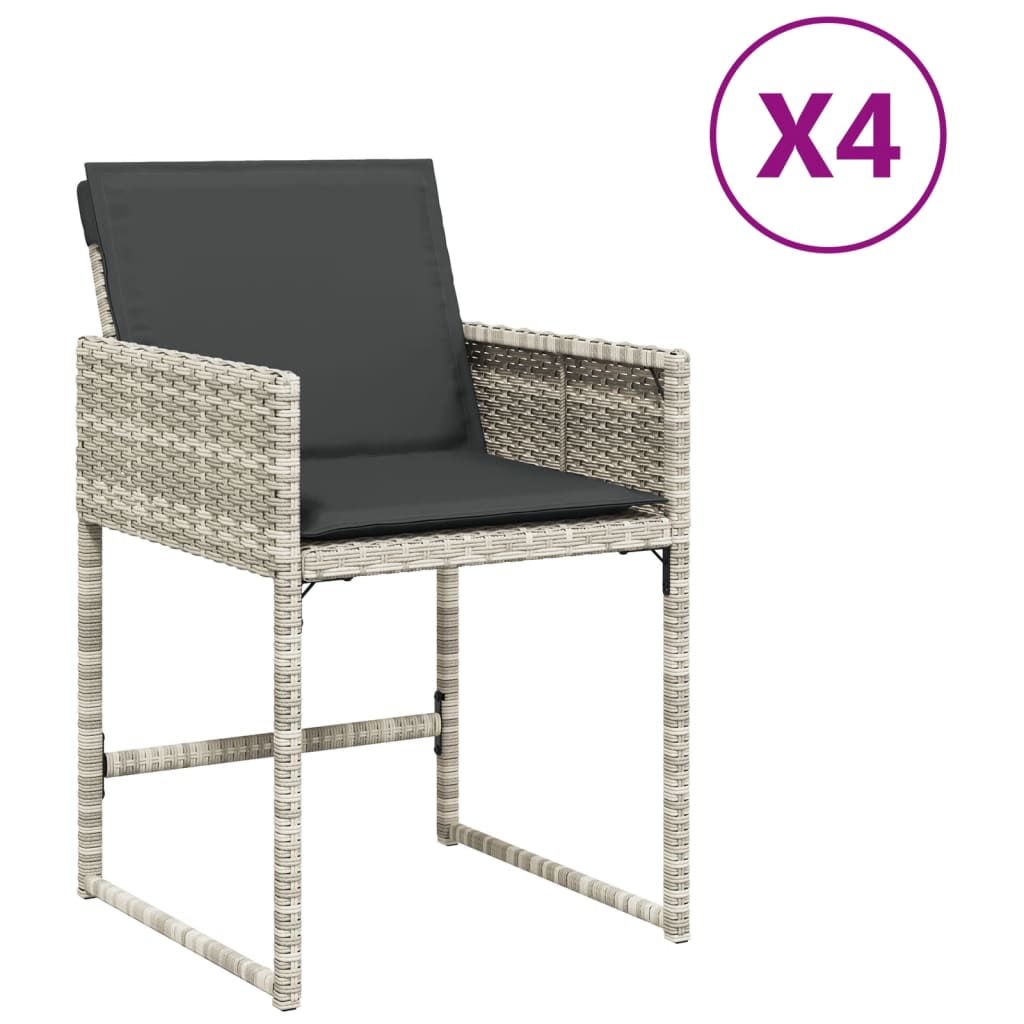 Chaises de jardin 4 pcs avec coussins en polyrotin