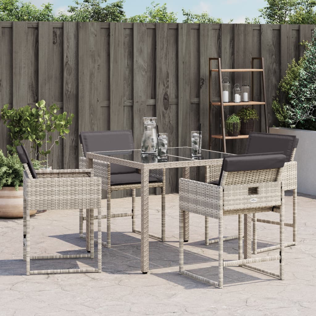 Tuinstoelen 4 st met kussens poly rattan