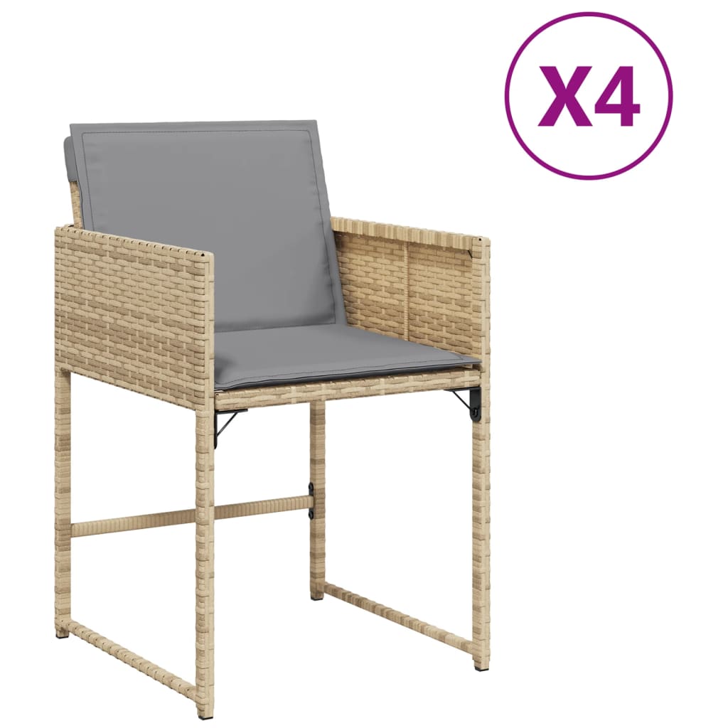 Chaises de jardin 4 pcs avec coussins en polyrotin