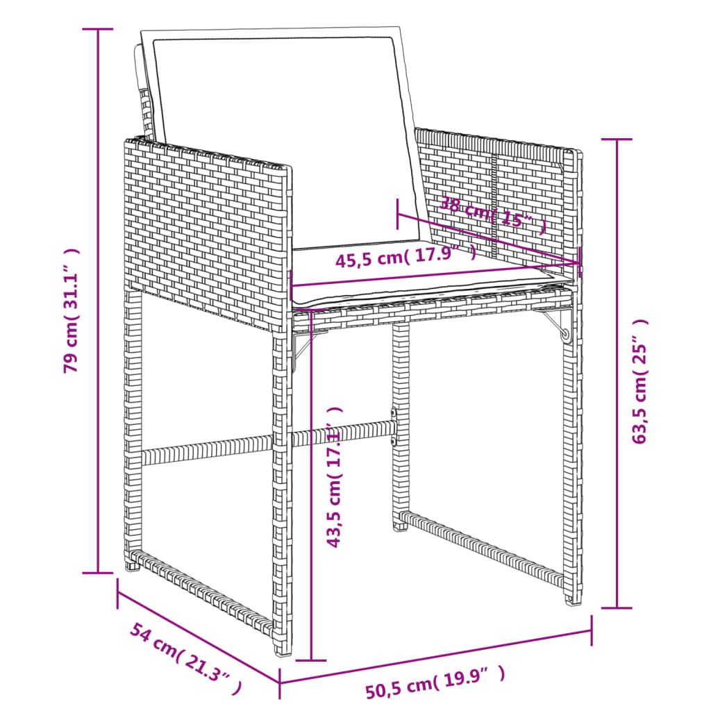 Chaises de jardin 4 pcs avec coussins en polyrotin