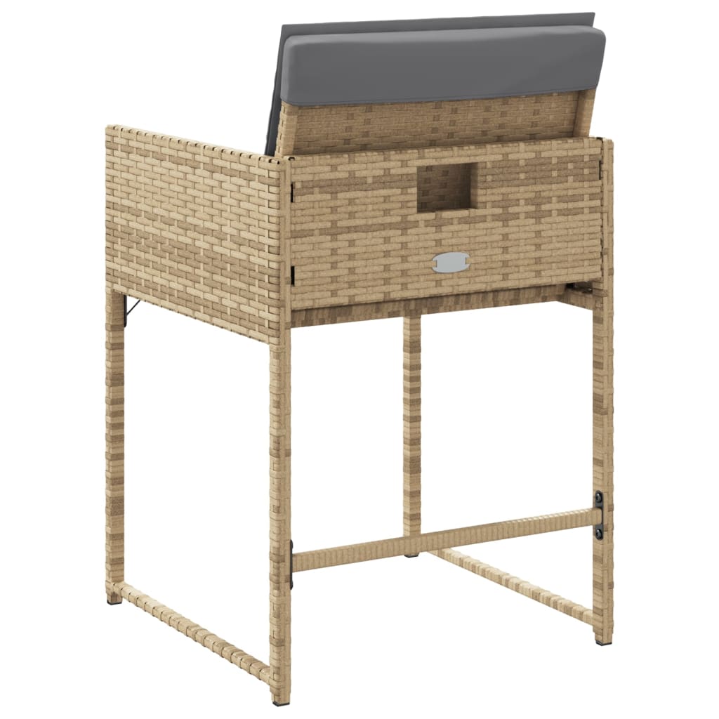 Tuinstoelen 4 st met kussens poly rattan