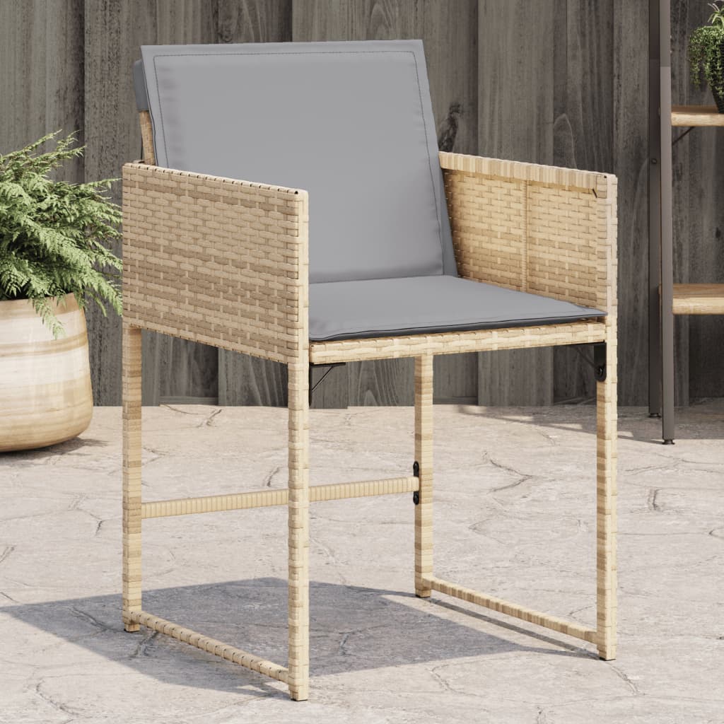 Tuinstoelen 4 st met kussens poly rattan