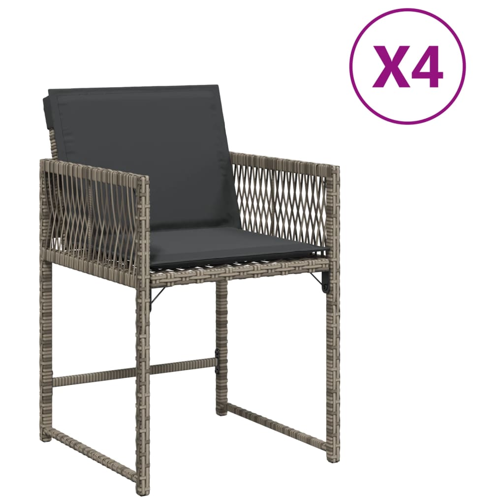 Chaises de jardin 4 pcs avec coussins en polyrotin