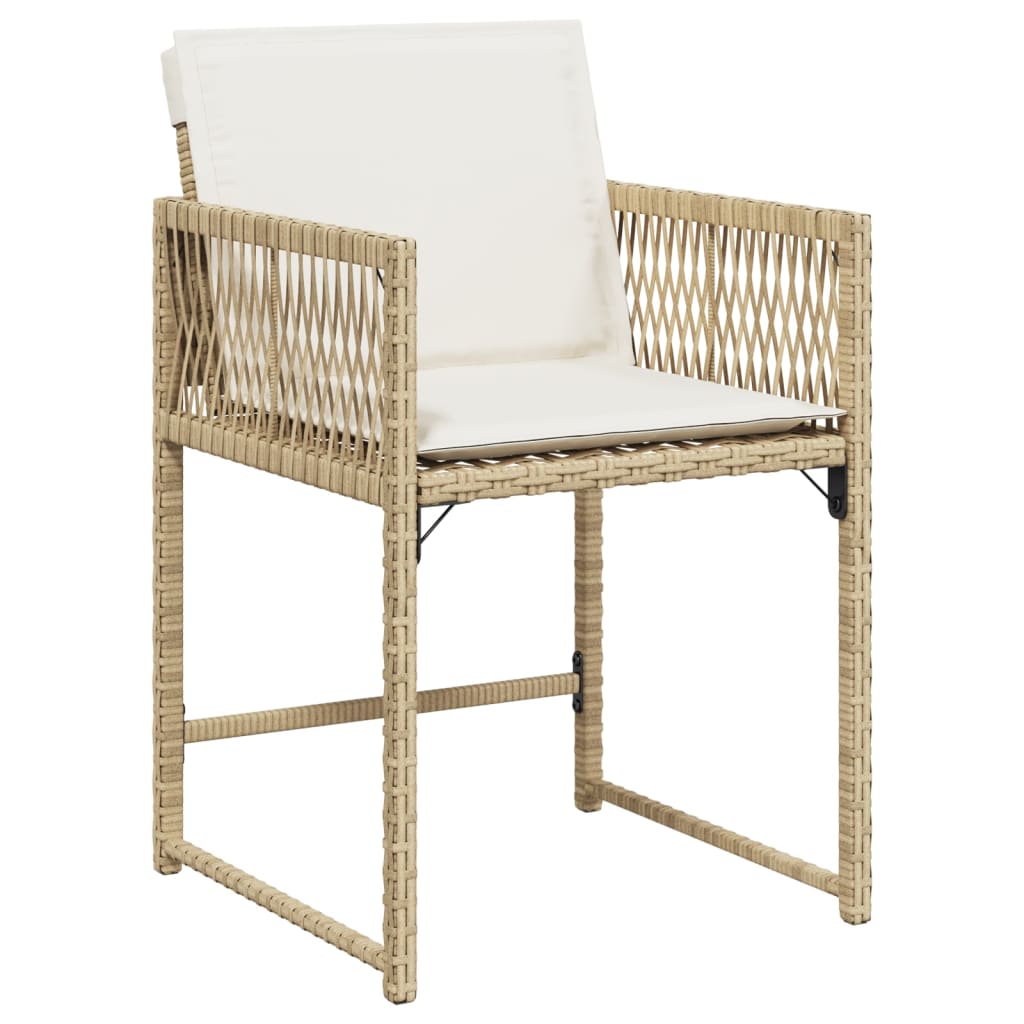 Tuinstoelen 4 st met kussens poly rattan