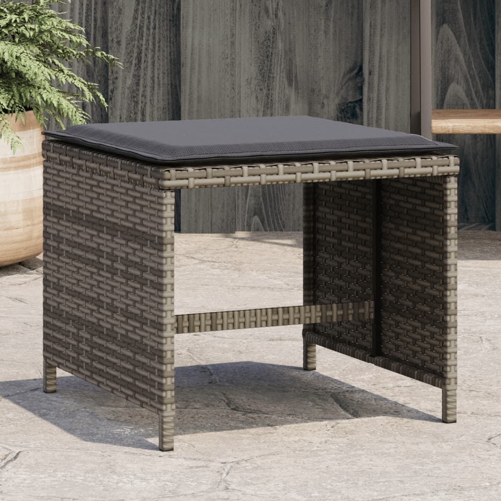 Tuinkrukken 4 st met kussens 41x41x36 cm poly rattan