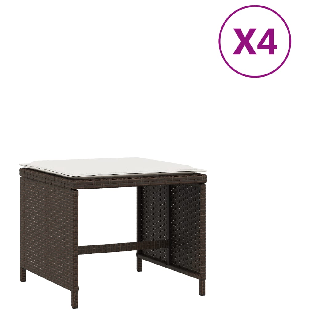 Tuinkrukken 4 st met kussens 41x41x36 cm poly rattan