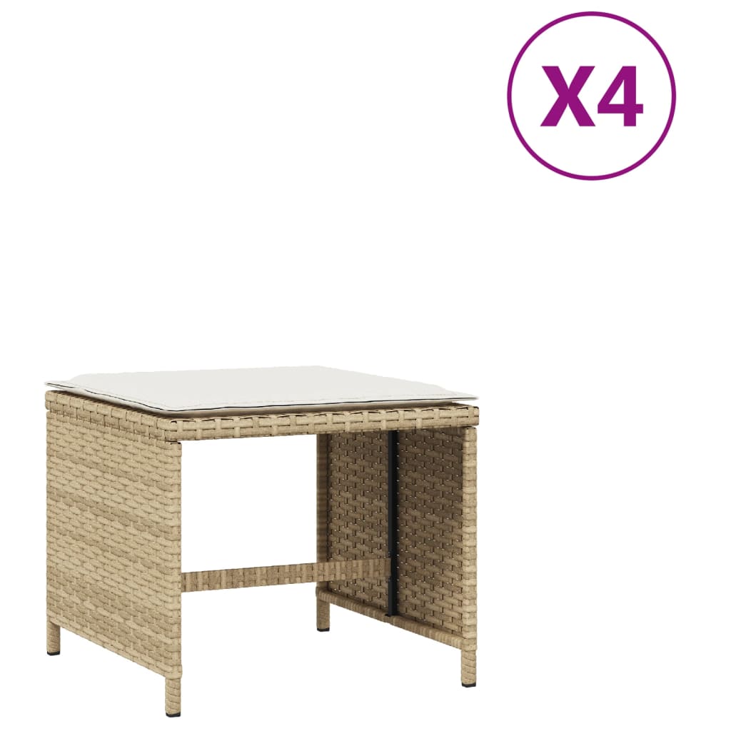 Tuinkrukken 4 st met kussens 41x41x36 cm poly rattan