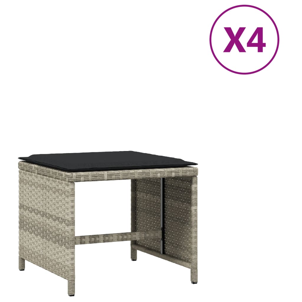 Tuinkrukken 4 st met kussens 41x41x36 cm poly rattan