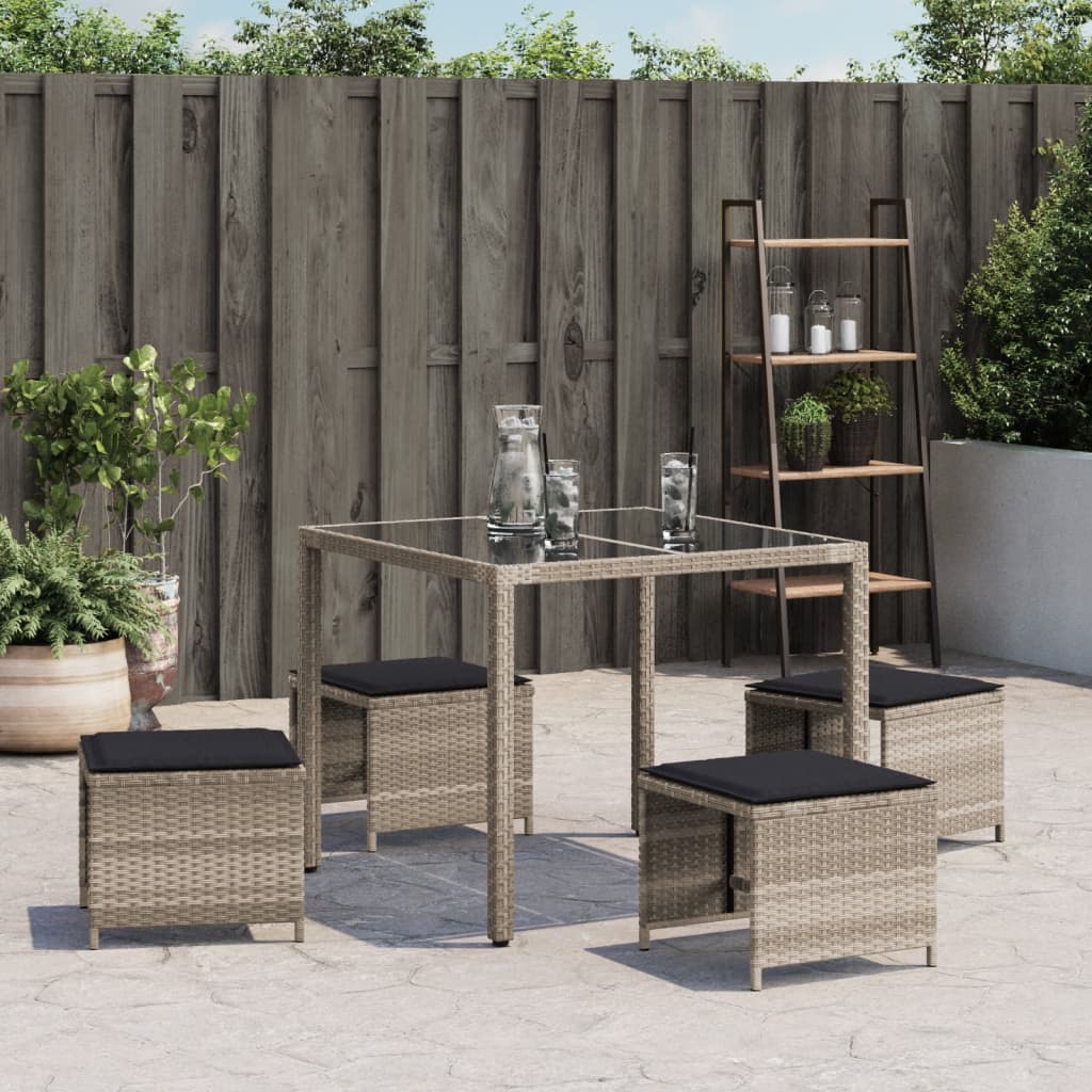 Tuinkrukken 4 st met kussens 41x41x36 cm poly rattan