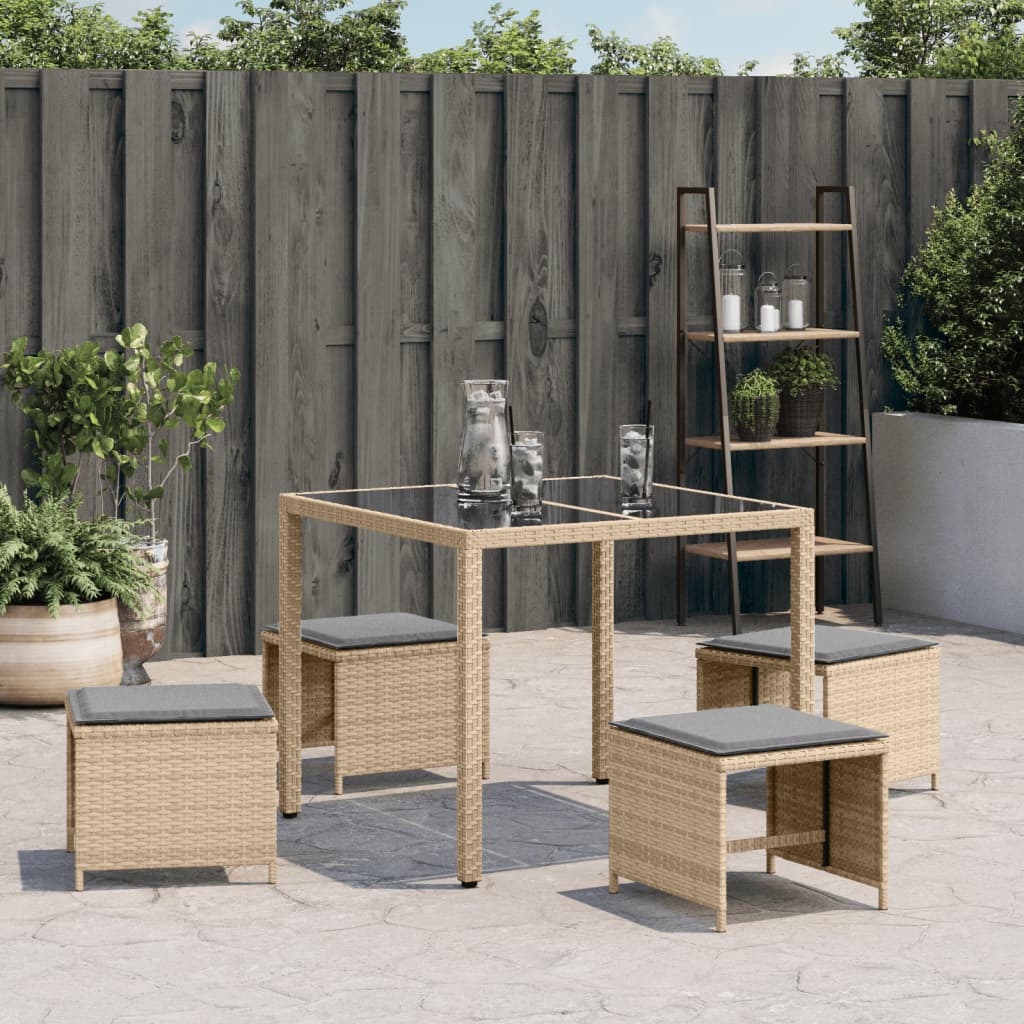 Tuinkrukken 4 st met kussens 41x41x36 cm poly rattan