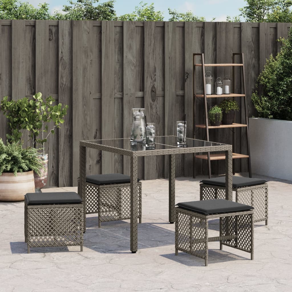 Tuinkrukken 4 st met kussens 41x41x36 cm poly rattan