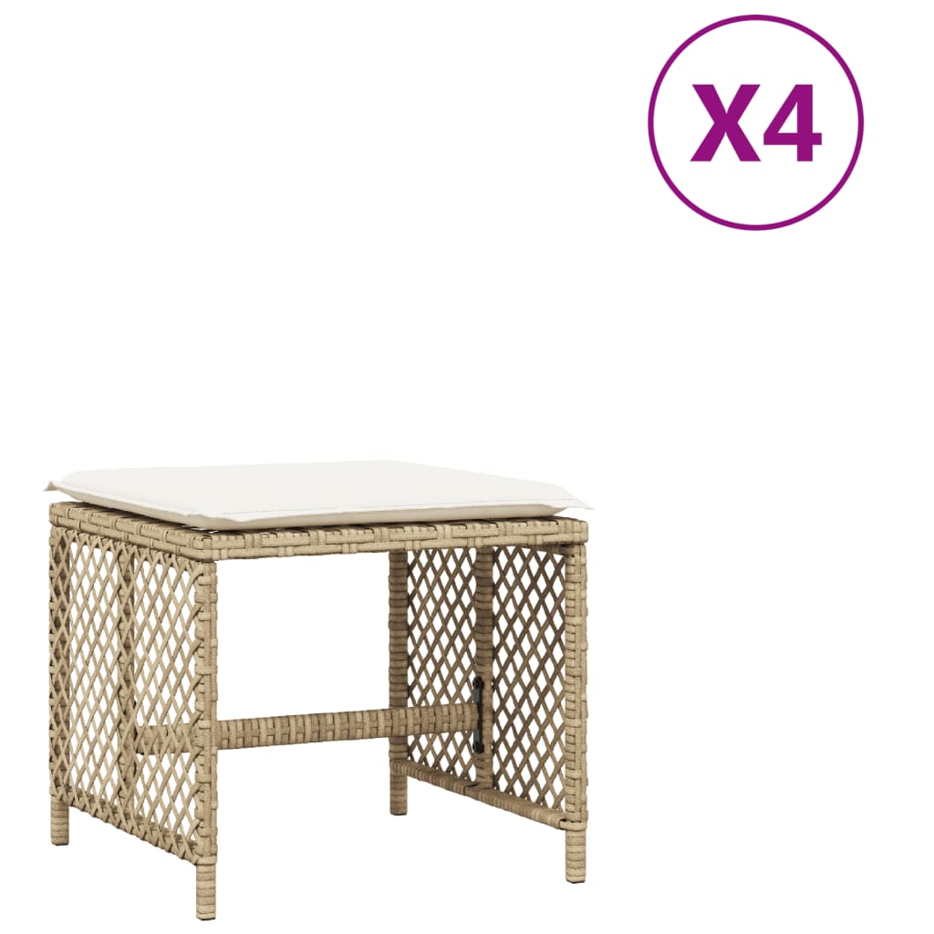 Tuinkrukken 4 st met kussens 41x41x36 cm poly rattan