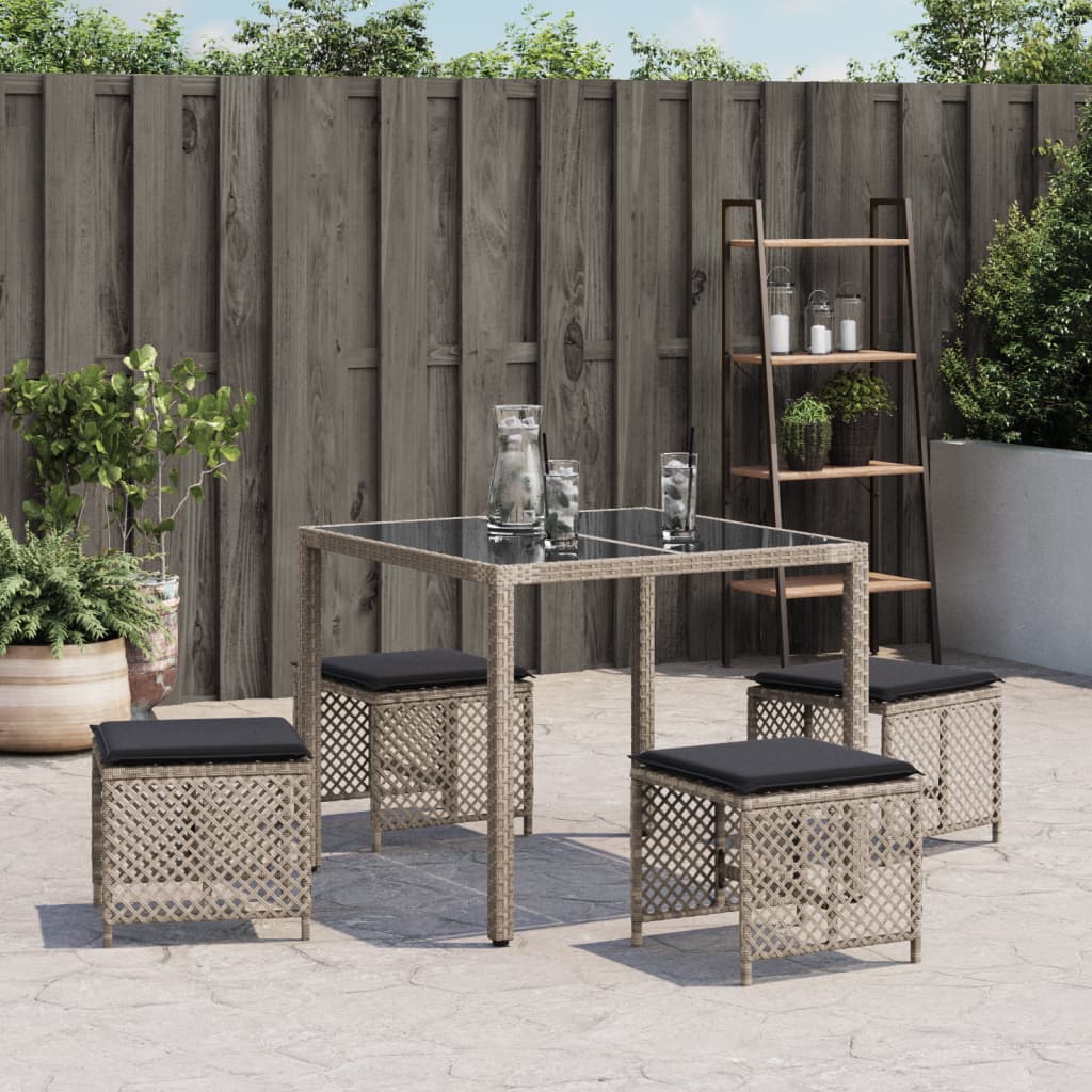 Tuinkrukken 4 st met kussens 41x41x36 cm poly rattan