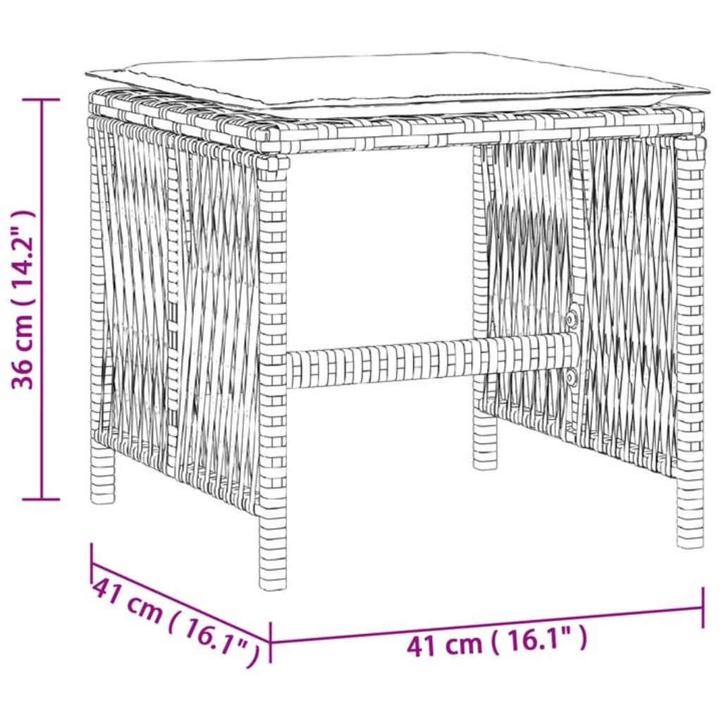 Tuinkrukken 4 st met kussens 41x41x36 cm poly rattan