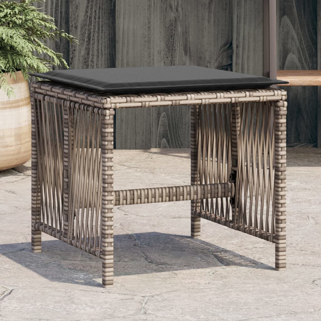 Tuinkrukken 4 st met kussens 41x41x36 cm poly rattan