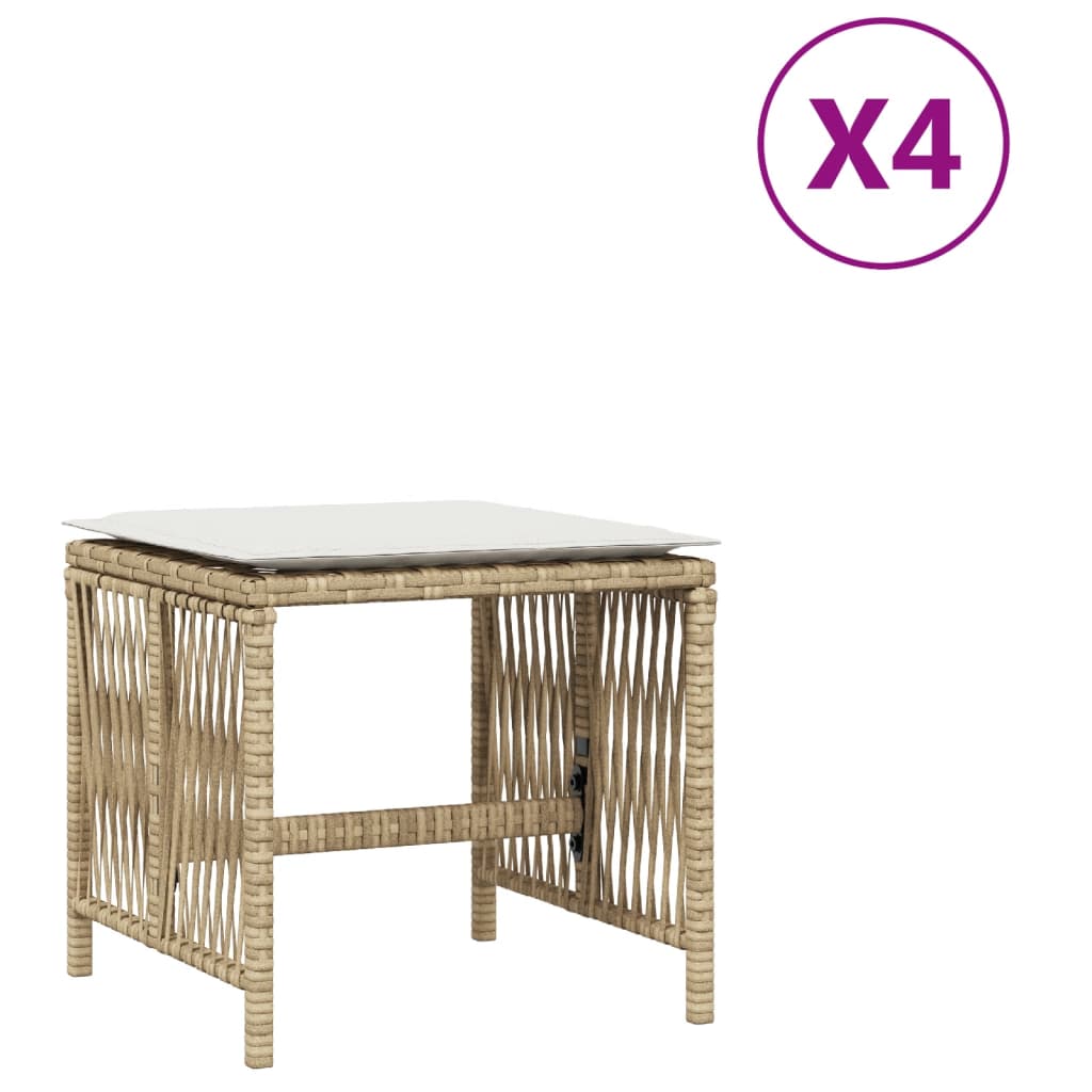 Tuinkrukken 4 st met kussens 41x41x36 cm poly rattan