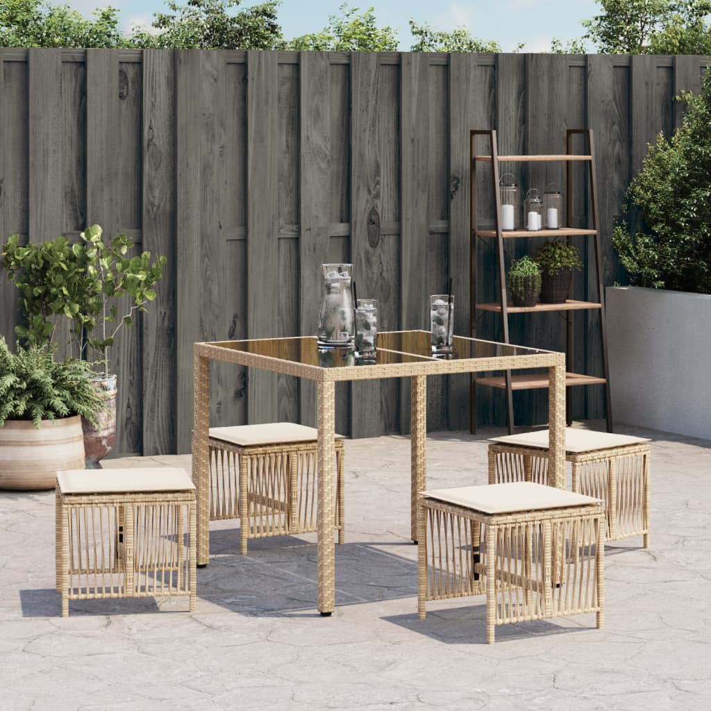 Tuinkrukken 4 st met kussens 41x41x36 cm poly rattan