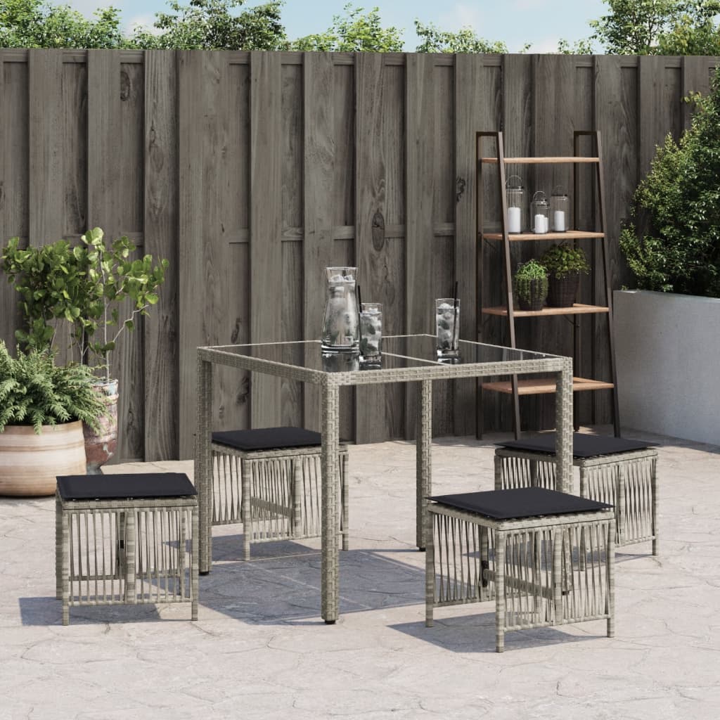 Tuinkrukken 4 st met kussens 41x41x36 cm poly rattan