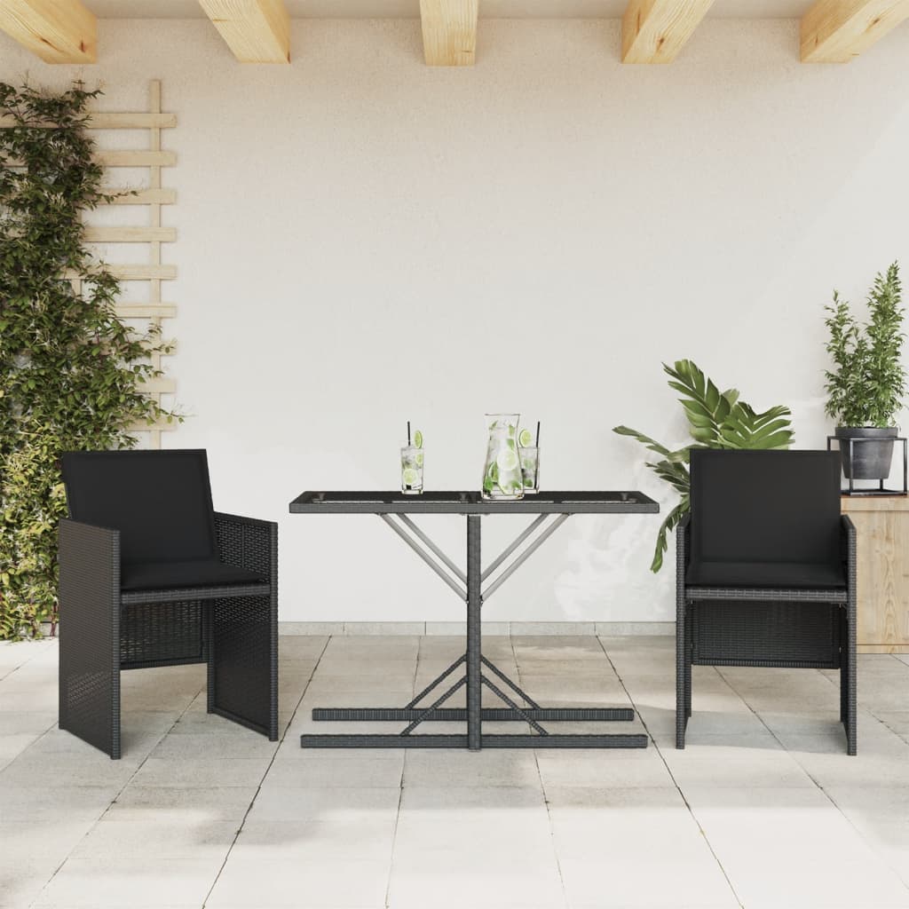 3-delige Bistroset met kussens poly rattan