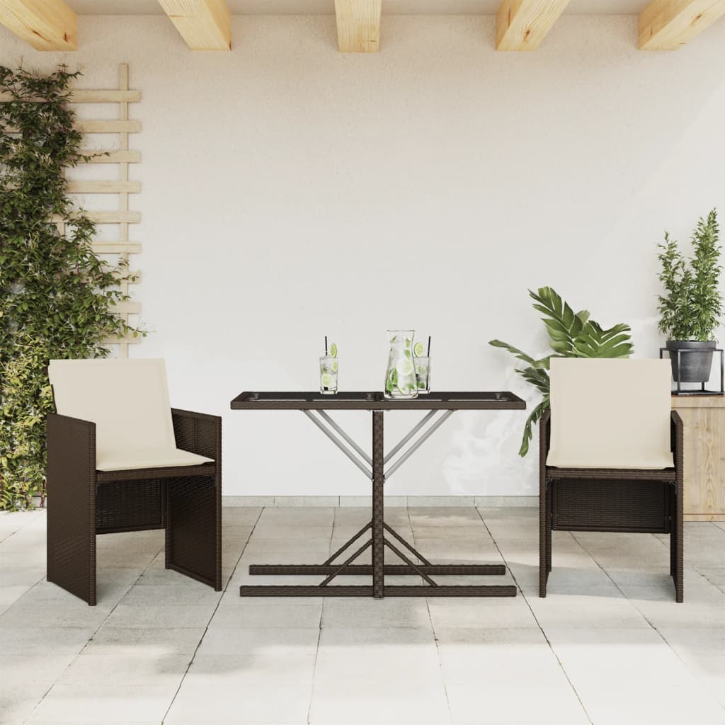 3-delige Bistroset met kussens poly rattan